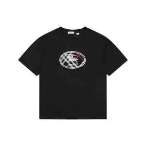 Burberry Circle Check Knight Embroidered T-Shirt Black Front view