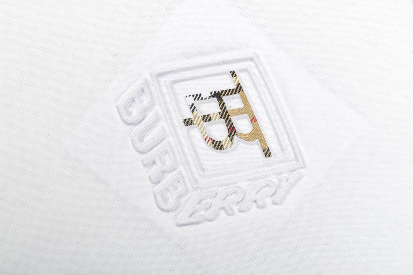 Burberry Diagonal Check BT Monogram T-Shirt White Front Print