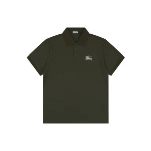 Burberry Equestrian Knight Embroidered Polo T-Shirt Green Front view