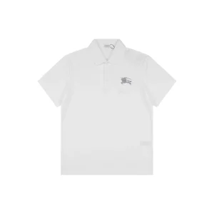 Burberry Equestrian Knight Embroidered Polo T-Shirt White Front view
