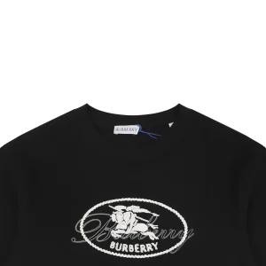 Burberry Equestrian Knight Signature Embroidered T-Shirt Black