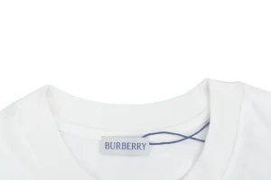Burberry Equestrian Knight Signature Embroidered T-Shirt White Collar