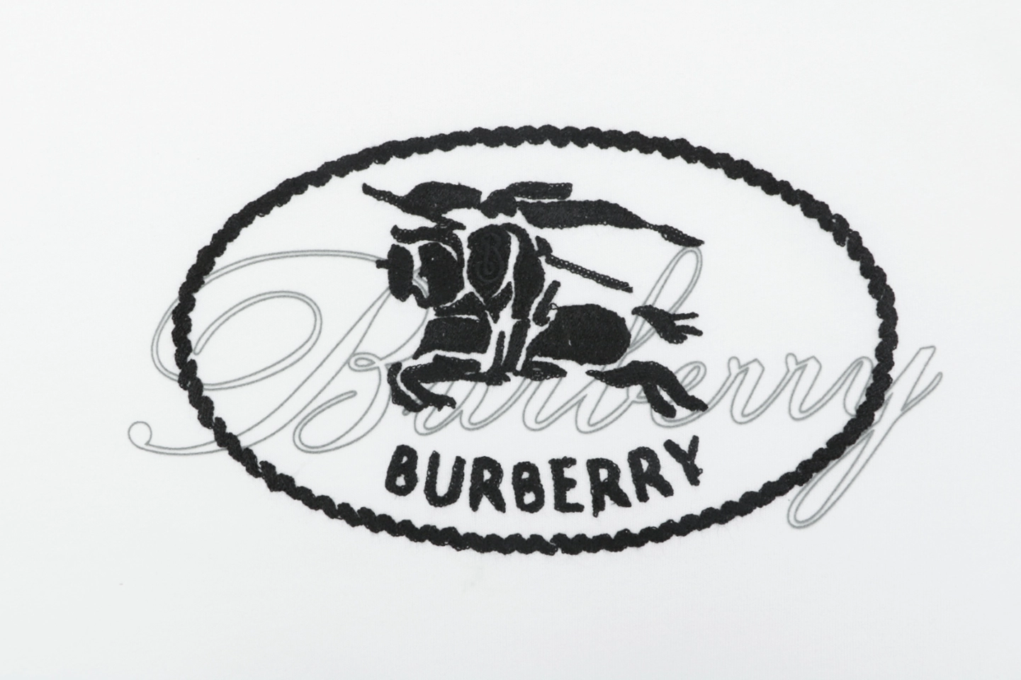 Burberry Equestrian Knight Signature Embroidered T-Shirt White Front Print