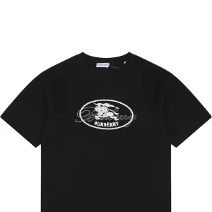 Burberry Equestrian Knight Signature Embroidered T-Shirt Black