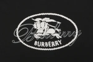 Burberry Equestrian Knight Signature Embroidered T-Shirt Black Front Print