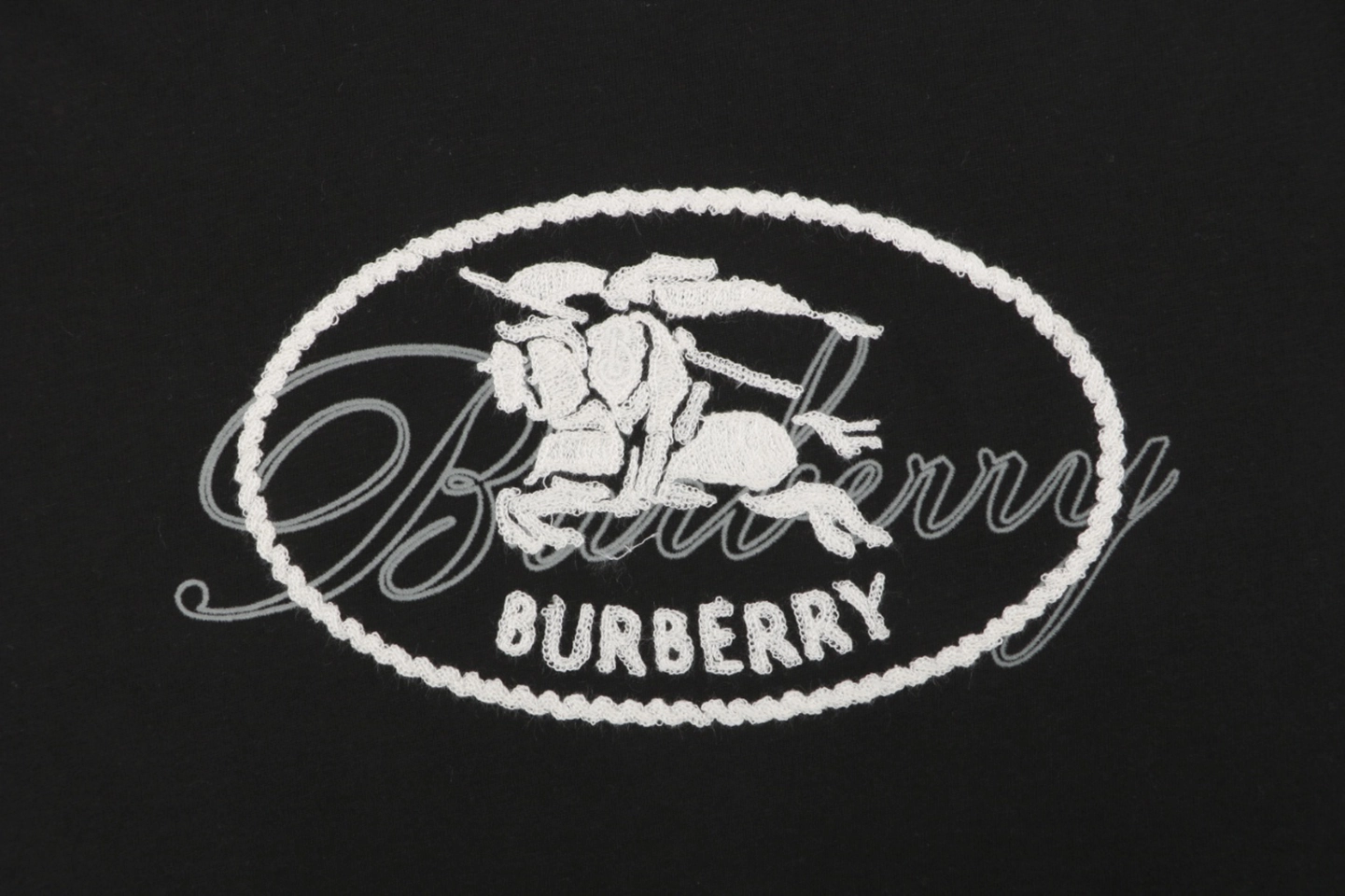 Burberry Equestrian Knight Signature Embroidered T-Shirt Black Front Print