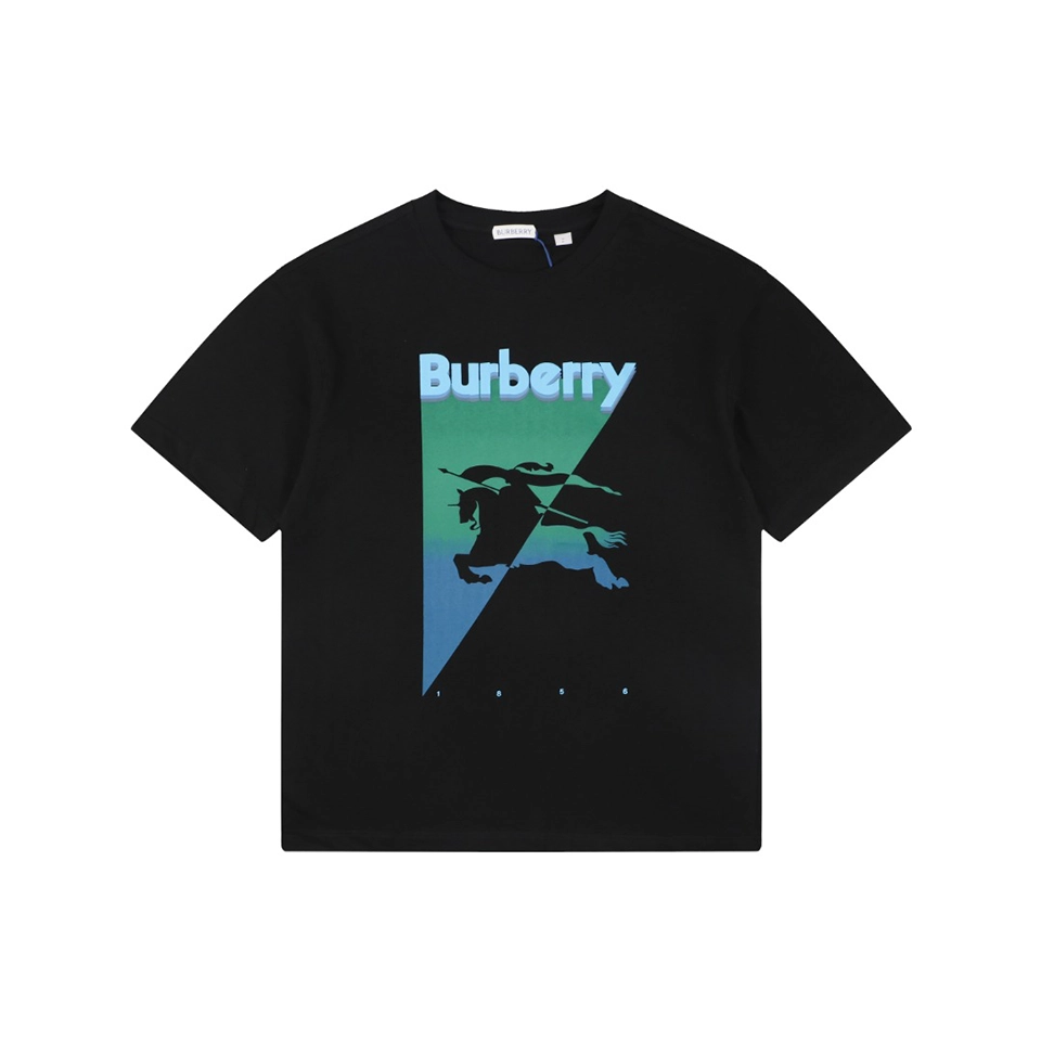 Burberry Gradient Knight Logo Graphic T-Shirt Black Front view