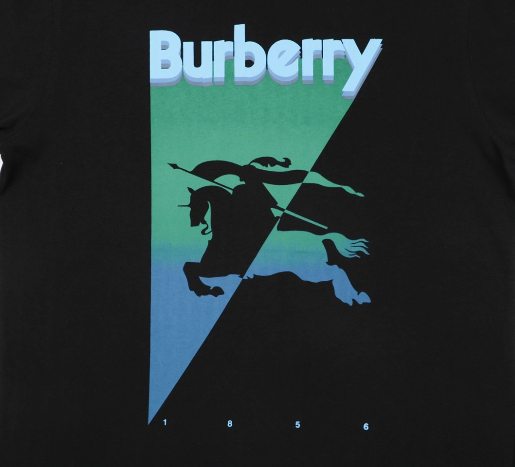 Burberry Gradient Knight Logo Graphic T-Shirt Black Front Print