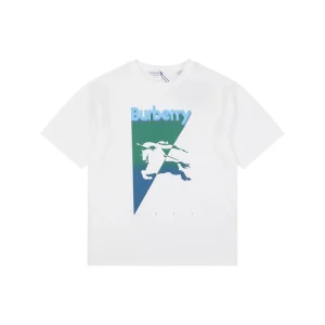 Burberry Gradient Knight Logo Graphic T-Shirt White Front view