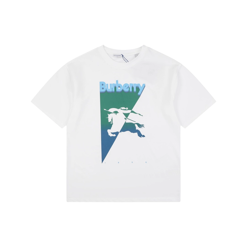 Burberry Gradient Knight Logo Graphic T-Shirt White Front view