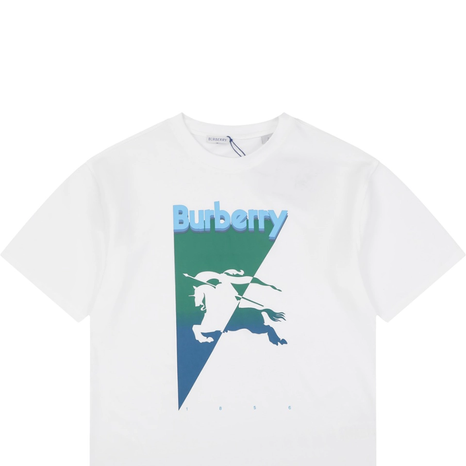 Burberry Gradient Knight Logo Graphic T-Shirt White