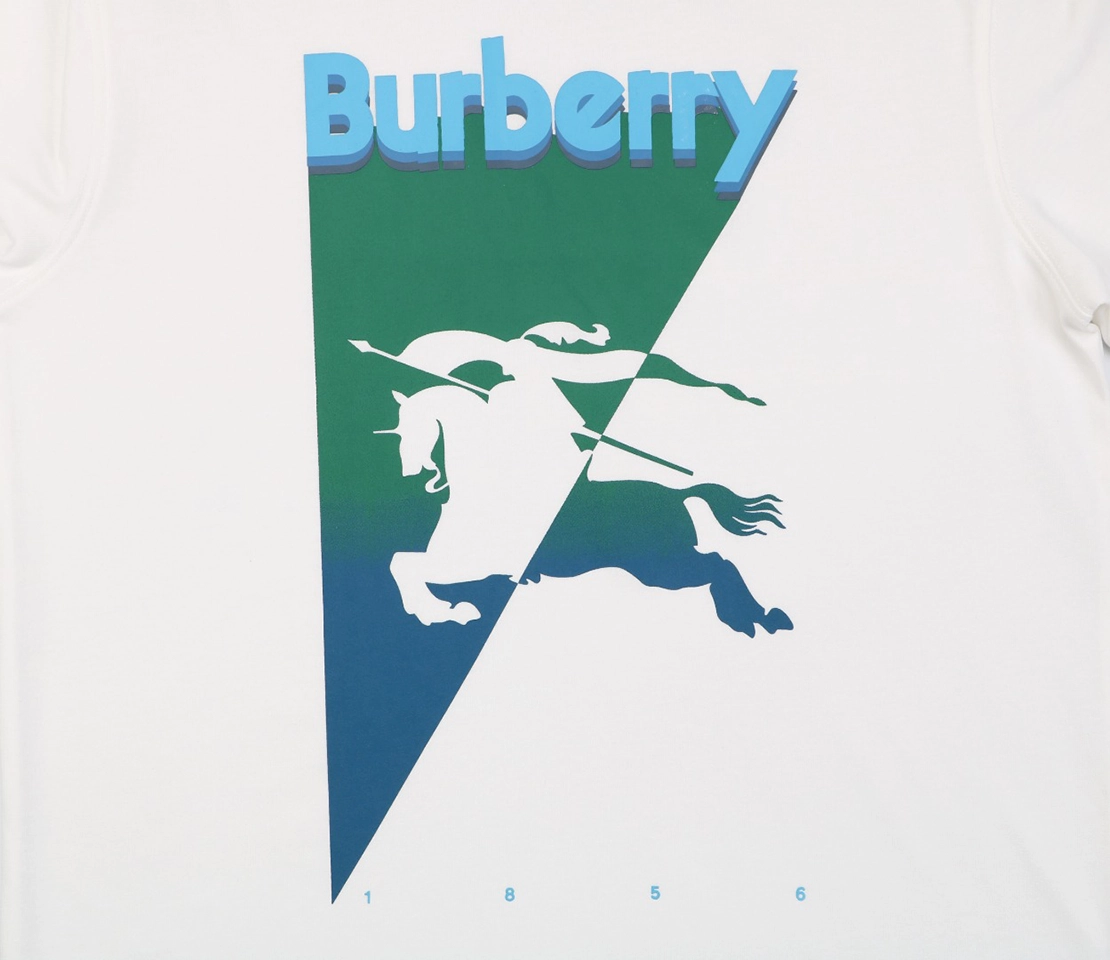 Burberry Gradient Knight Logo Graphic T-Shirt White Front Print