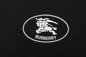 Burberry Oval Rope Knight Embroidered T-Shirt Black Front Brand