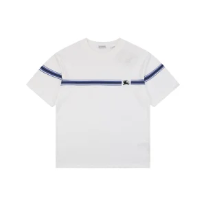 Burberry Stripe Equestrian Knight T-Shirt White Front view