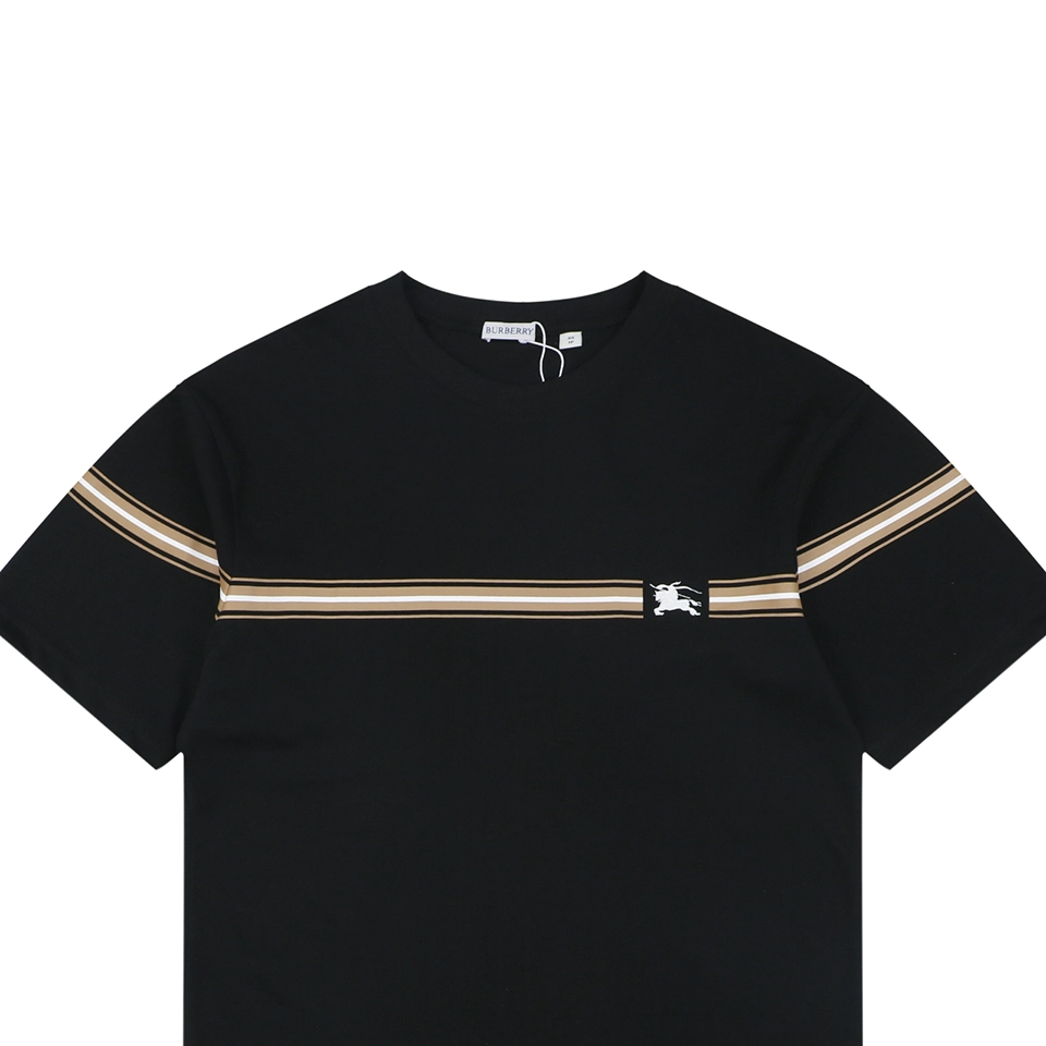 Burberry Stripe Equestrian Knight T-Shirt Black