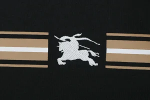 Burberry Stripe Equestrian Knight T-Shirt Black Brand