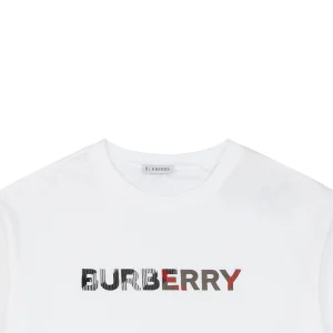Burberry Stripe Logo Embroidered Oversized T-Shirt White
