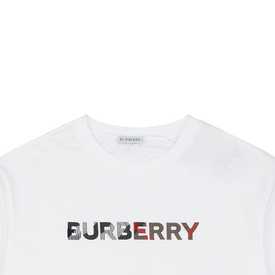 Burberry Stripe Logo Embroidered Oversized T-Shirt White