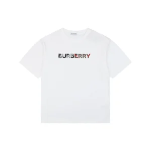 Burberry Stripe Logo Embroidered Oversized T-Shirt White Front view