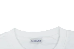 Burberry Stripe Logo Embroidered Oversized T-Shirt White Collar