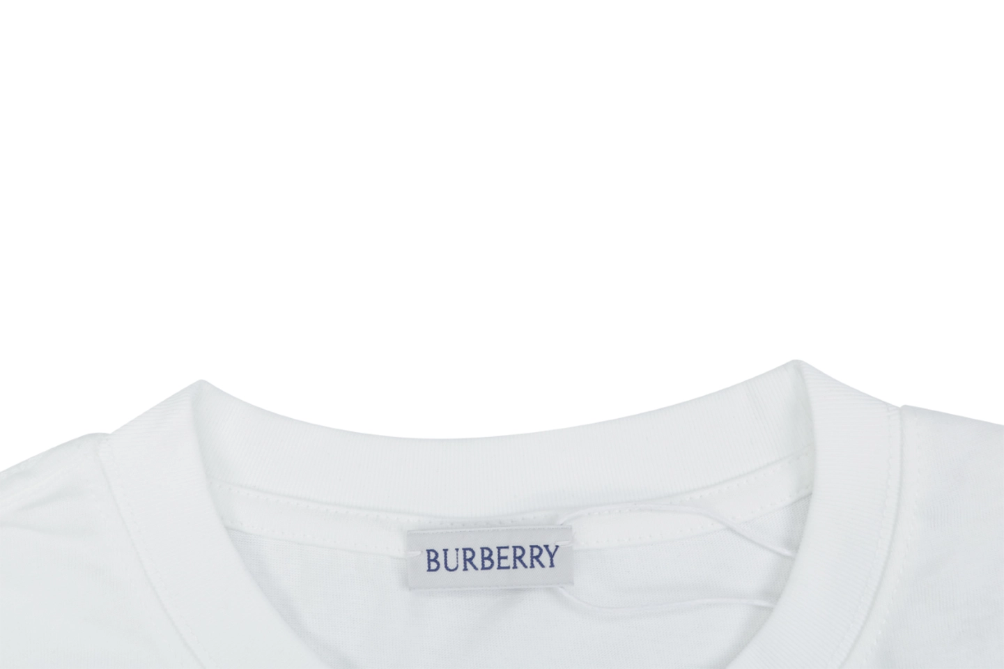 Burberry Stripe Logo Embroidered Oversized T-Shirt White Collar