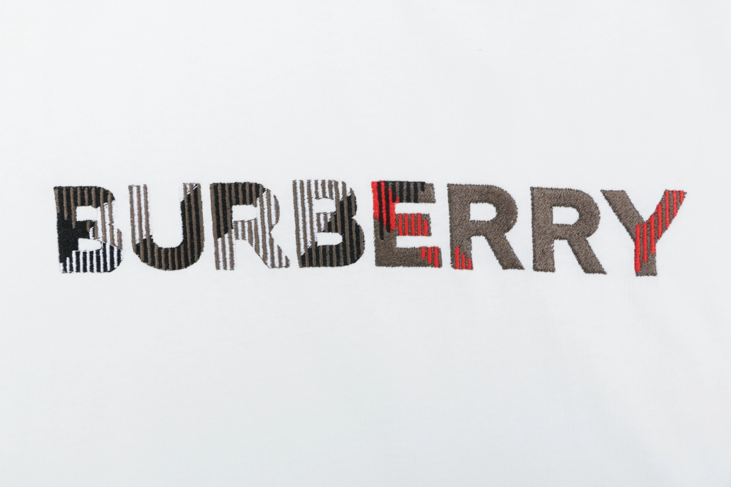 Burberry Stripe Logo Embroidered Oversized T-Shirt White Brand Print