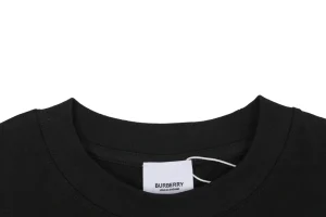 Burberry Stripe Logo Embroidered Oversized T-Shirt Black Collar