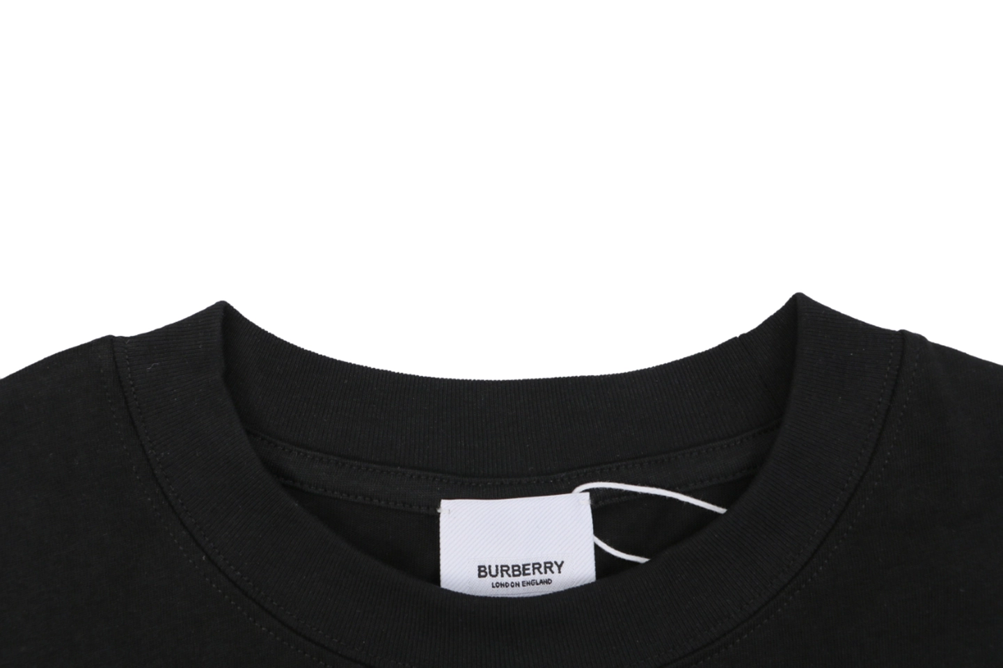 Burberry Stripe Logo Embroidered Oversized T-Shirt Black Collar