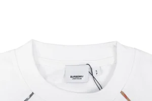 Burberry Vintage Check Panel T-Shirt White Collar