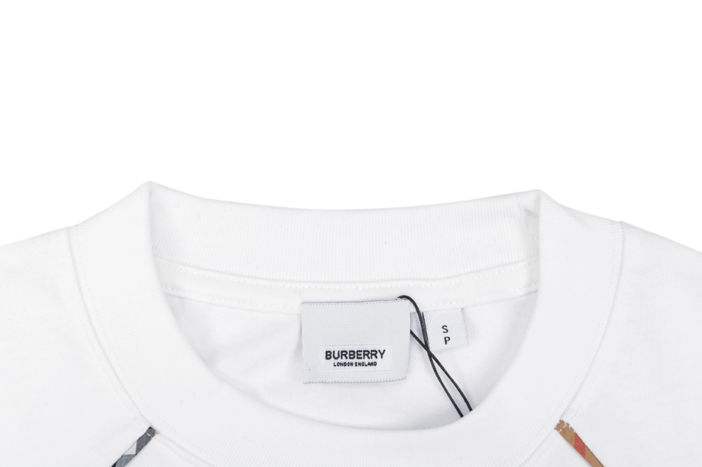 Burberry Vintage Check Panel T-Shirt White Collar