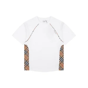 Burberry Vintage Check Panel T-Shirt White Front view