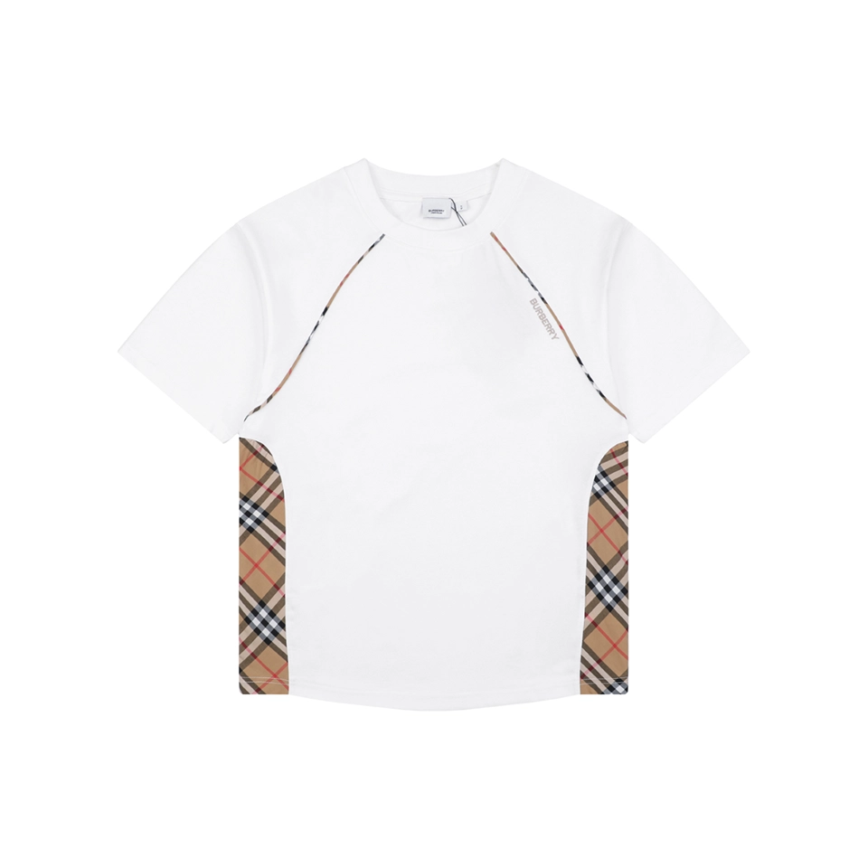 Burberry Vintage Check Panel T-Shirt White Front view