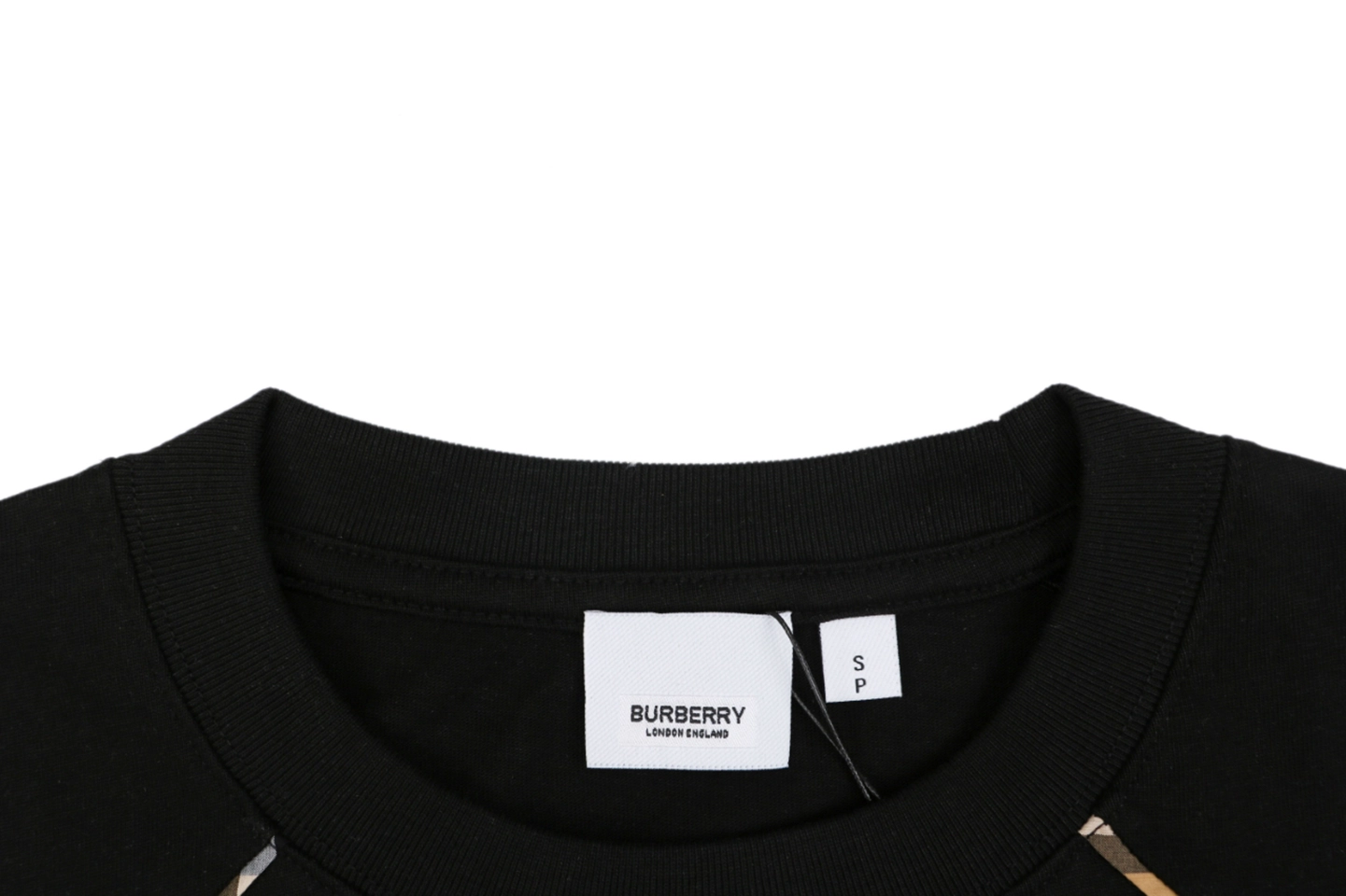 Burberry Vintage Check Panel T-Shirt Black Collar