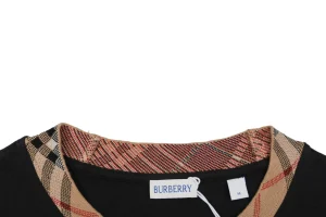 Burberry Vintage Check Rib Collar T-Shirt Black Collar