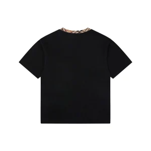 Burberry Vintage Check Rib Collar T-Shirt Black Back view