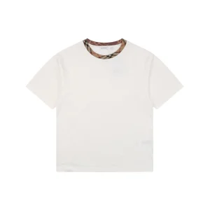 Burberry Vintage Check Rib Collar T-Shirt White Front view