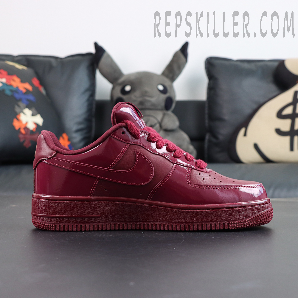 Central Cee x Nike Air Force 1 Low “Dark Beetroot” UK Exclusive lateral side view with classic low-top Air Force 1 silhouette