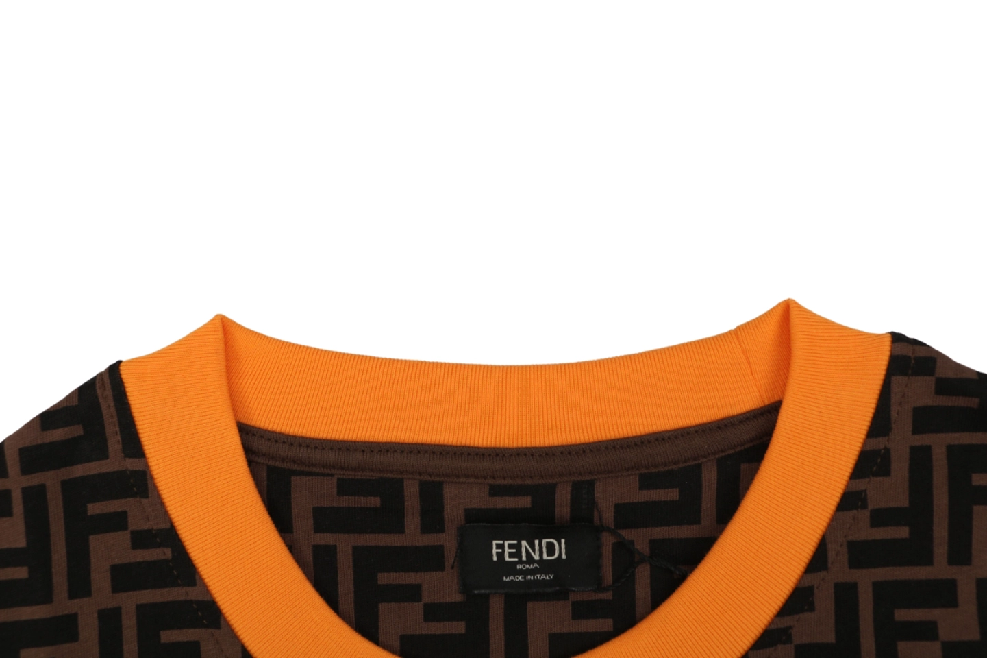 Fendi Allover FF Monogram T-Shirt Orange Collar