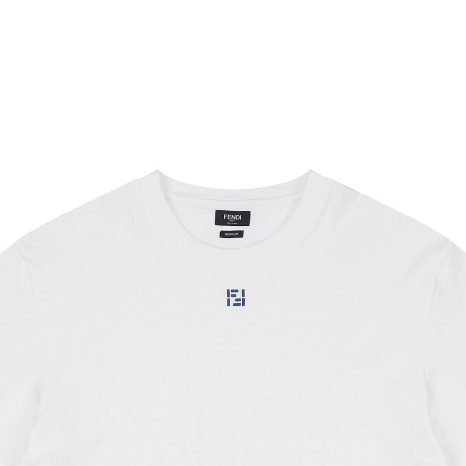 Fendi Center Blue FF Embroidered T-Shirt