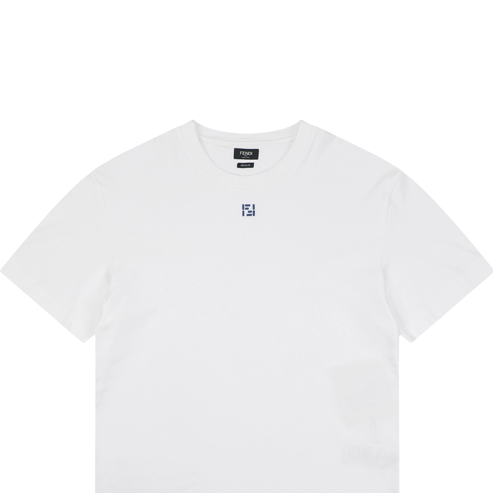 Fendi Center Blue FF Embroidered T-Shirt
