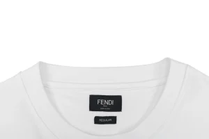 Fendi Center Blue FF Embroidered T-Shirt Collar