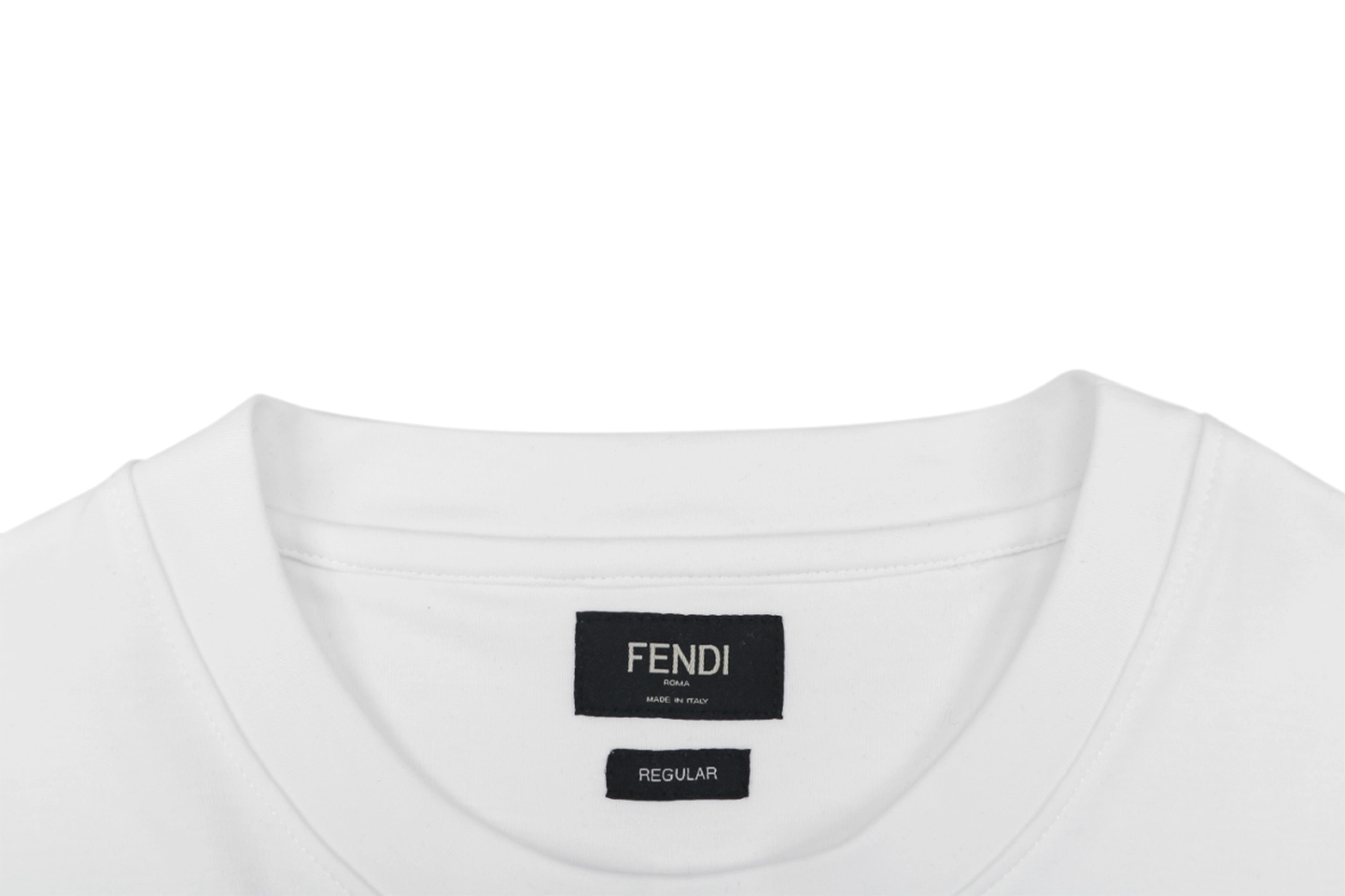Fendi Center Blue FF Embroidered T-Shirt Collar