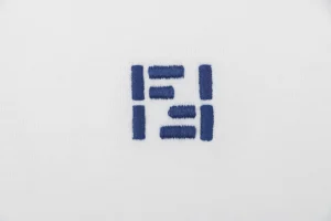 Fendi Center Blue FF Embroidered T-Shirt Front Brand