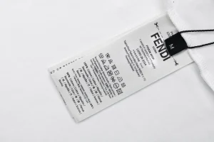 Fendi Center Blue FF Embroidered T-Shirt Wash label