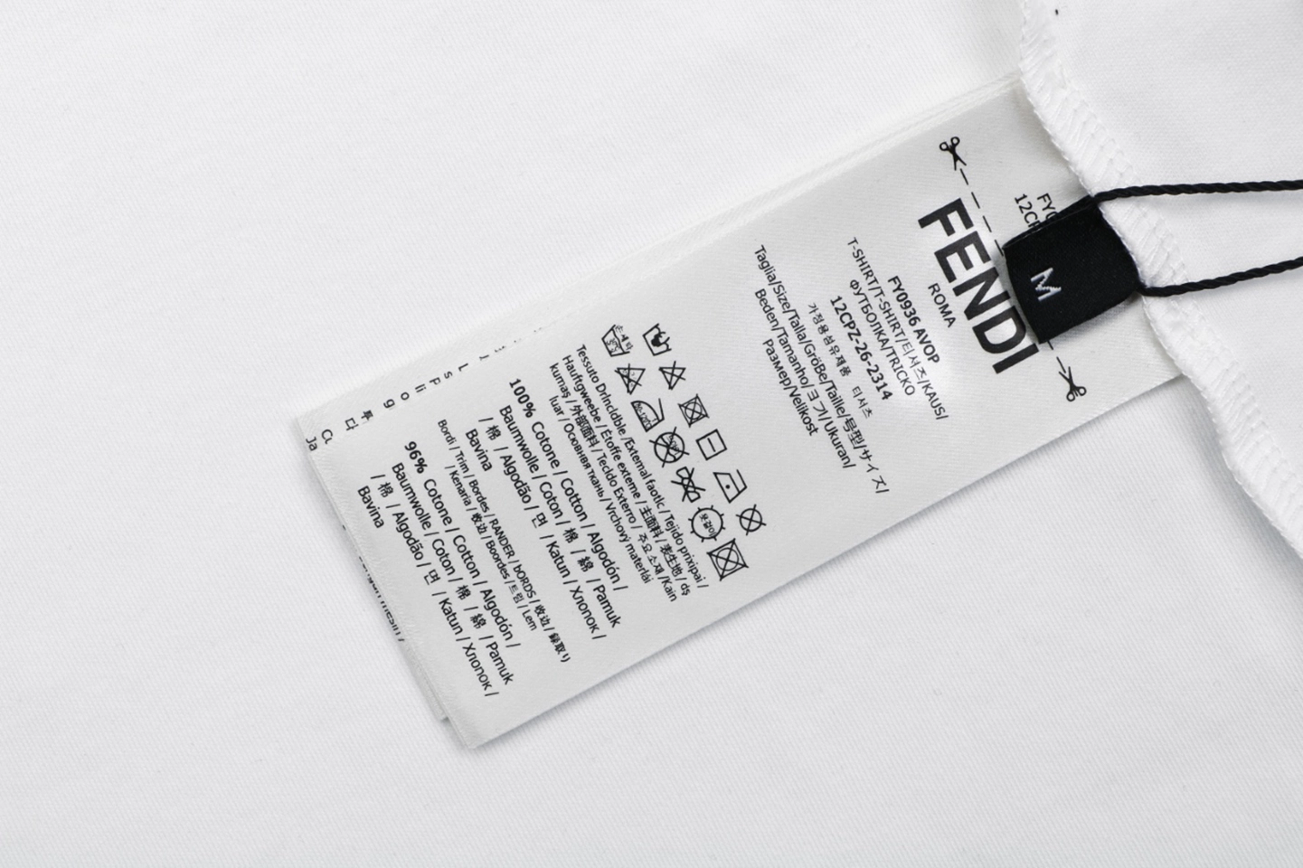 Fendi Center Blue FF Embroidered T-Shirt Wash label