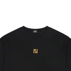 Fendi FF Gold Embroidered T-Shirt Black