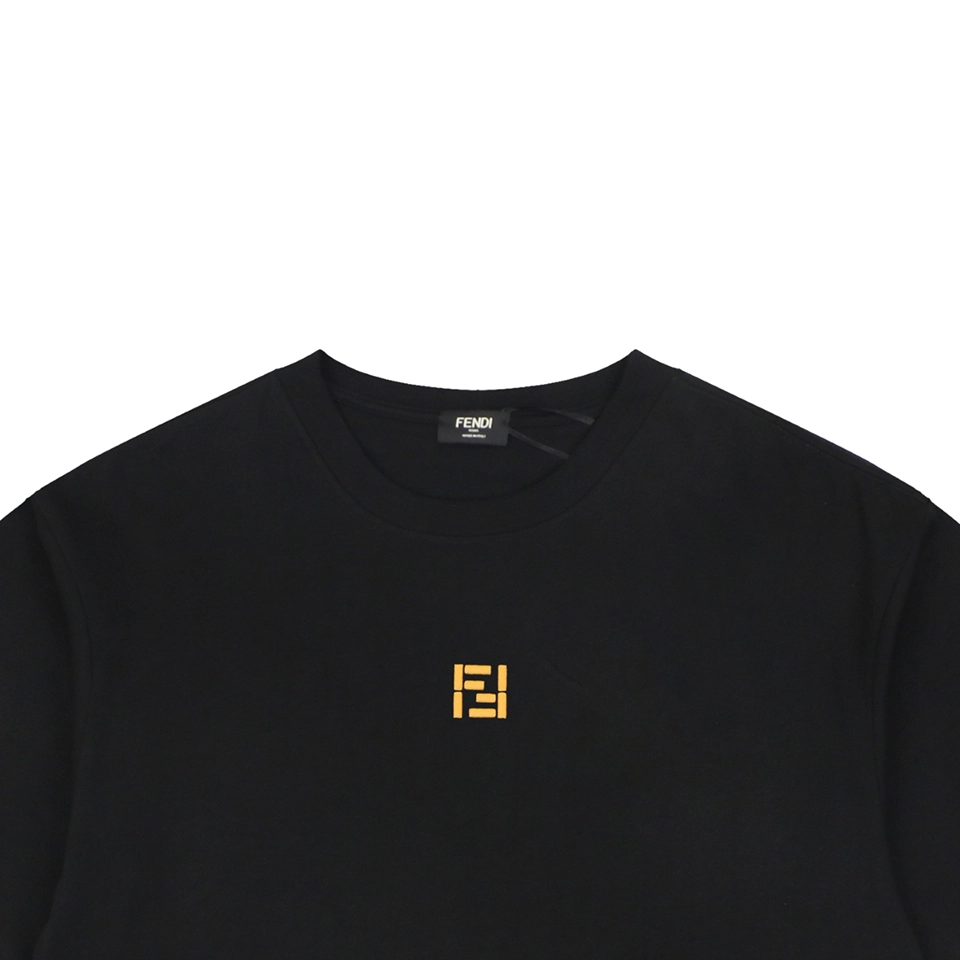 Fendi FF Gold Embroidered T-Shirt Black