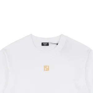 Fendi FF Gold Embroidered T-Shirt White