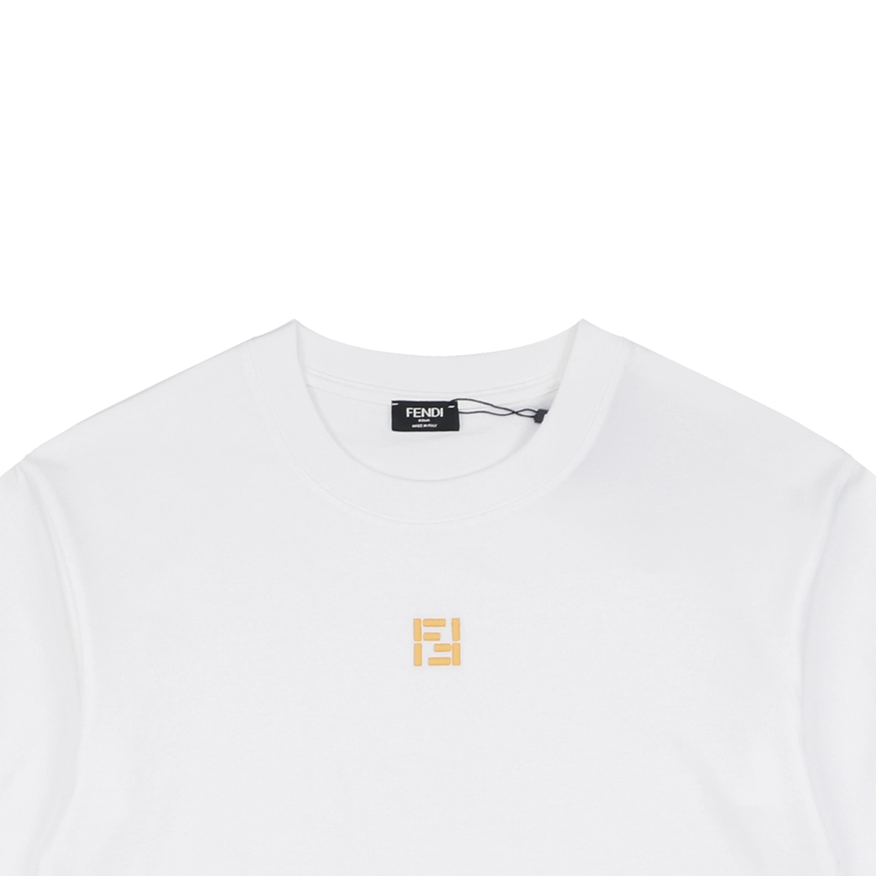 Fendi FF Gold Embroidered T-Shirt White