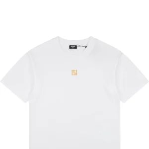 Fendi FF Gold Embroidered T-Shirt White